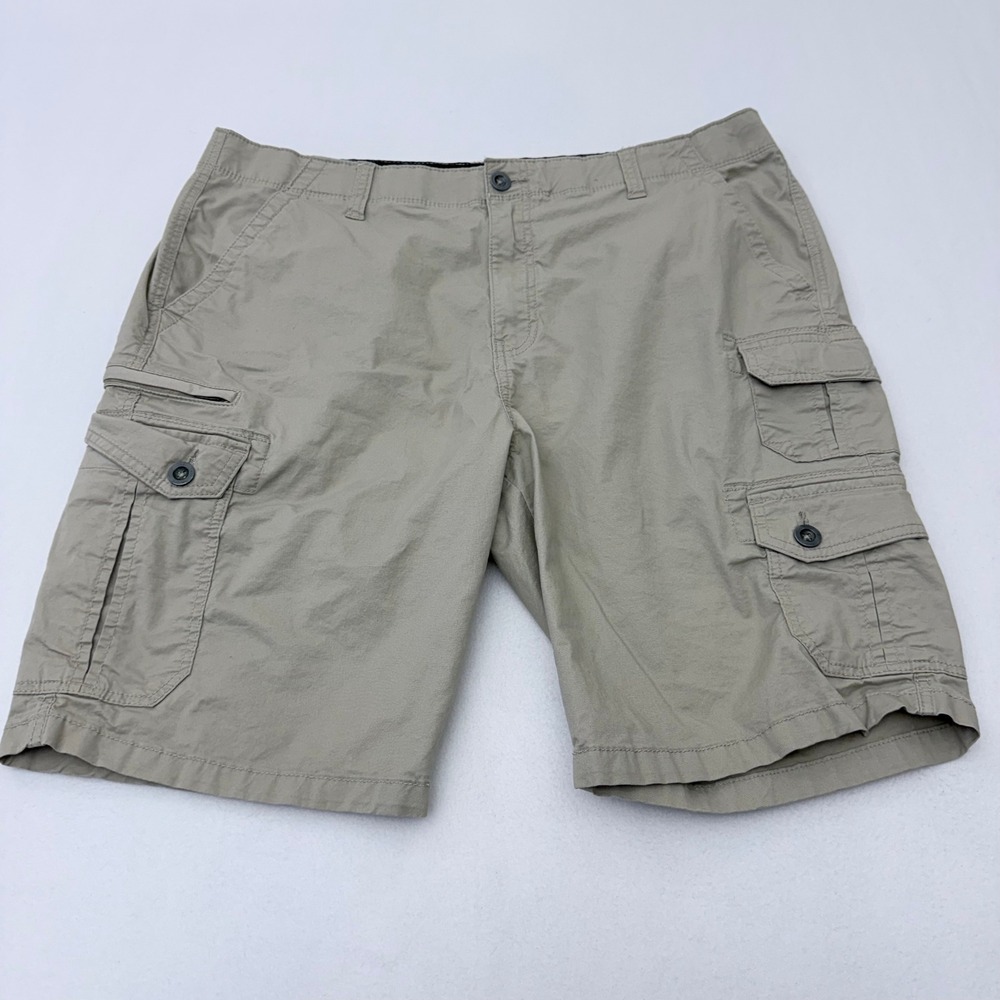 Iron Flex Mens Khaki Tan Cargo Shorts Size 38 Stretch Utility Work Casual